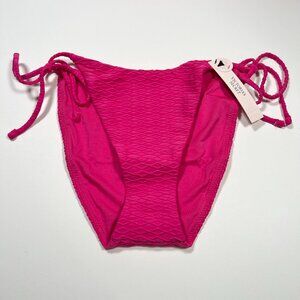 Victoria Secret Large L Side Tie CHEEKY Bikini Bottom Textured Pink